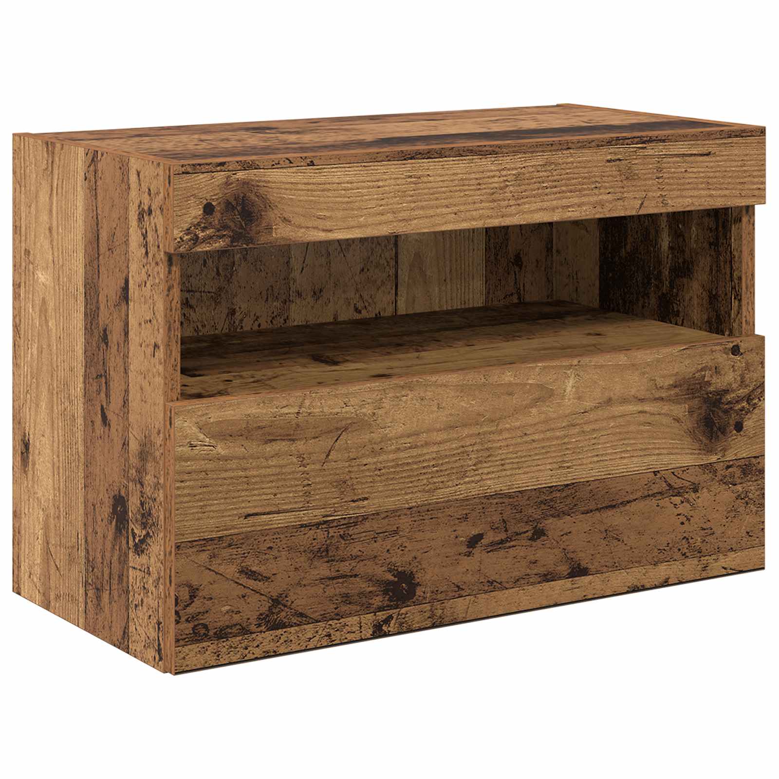 Tv Wandmeubels Met Led-Striplichten 6 Pcs Oudhout Bewerkt Hout