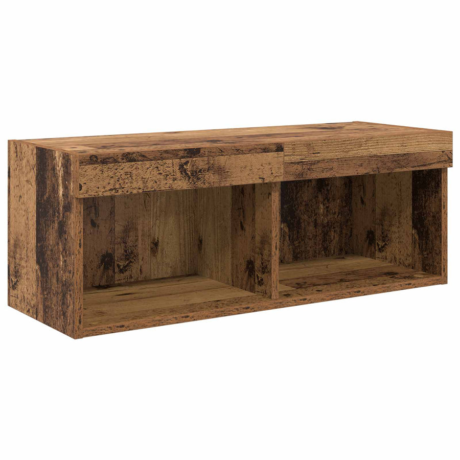 Tv Wandmeubels Met Led-Striplichten 6 Pcs Oudhout Bewerkt Hout