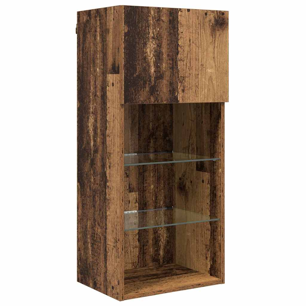 Tv Wand Eenheden Met Led 5 Pcs Oud Hout 40,5 X 30 X 90 Cm
