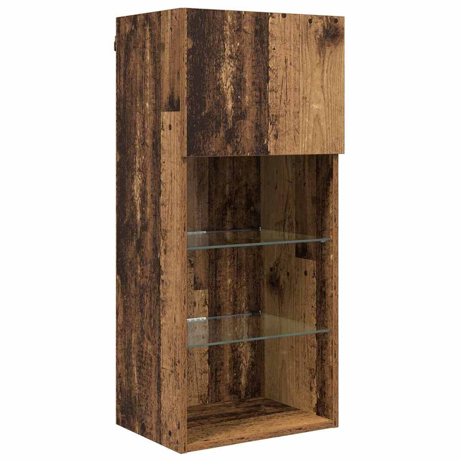 Tv Wand Eenheden Met Led 5 Pcs Oud Hout 40,5 X 30 X 90 Cm