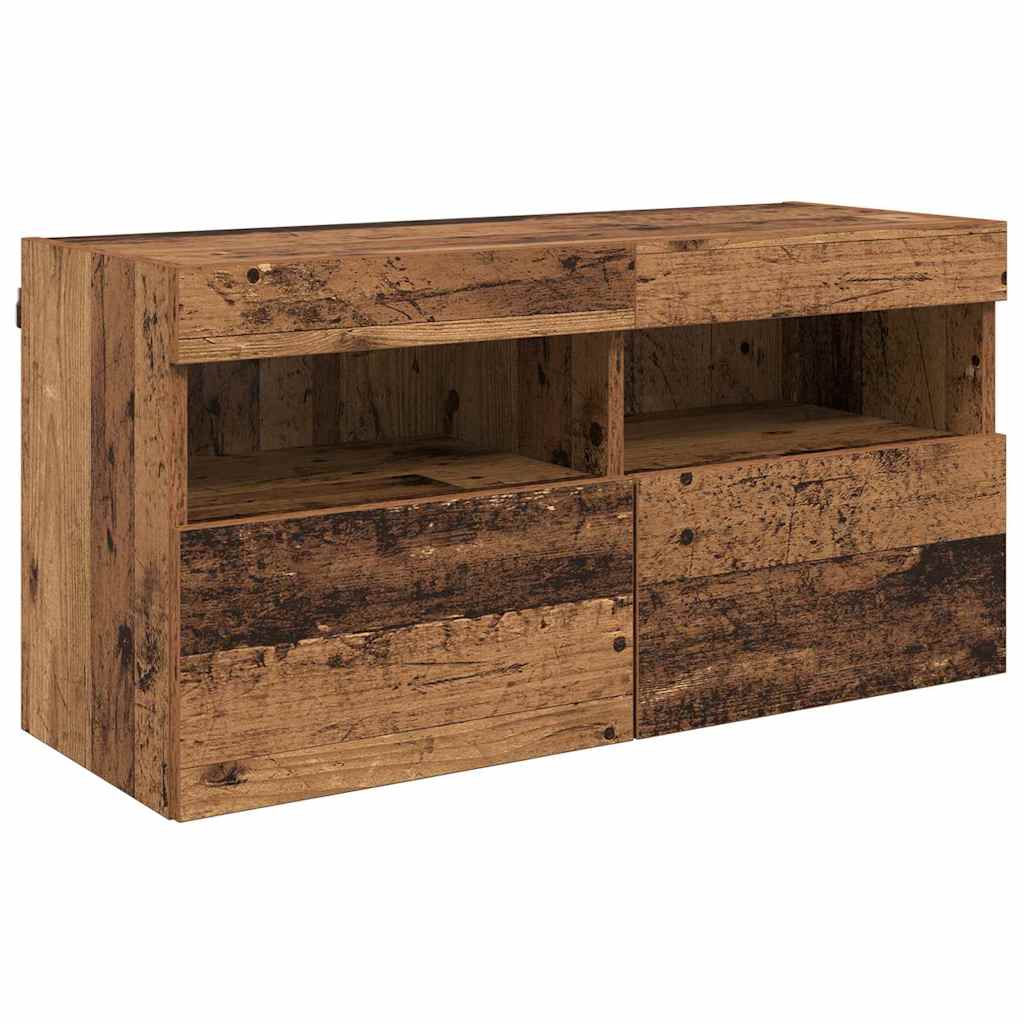 Tv Wand Eenheden Met Led 5 Pcs Oud Hout 40,5 X 30 X 90 Cm