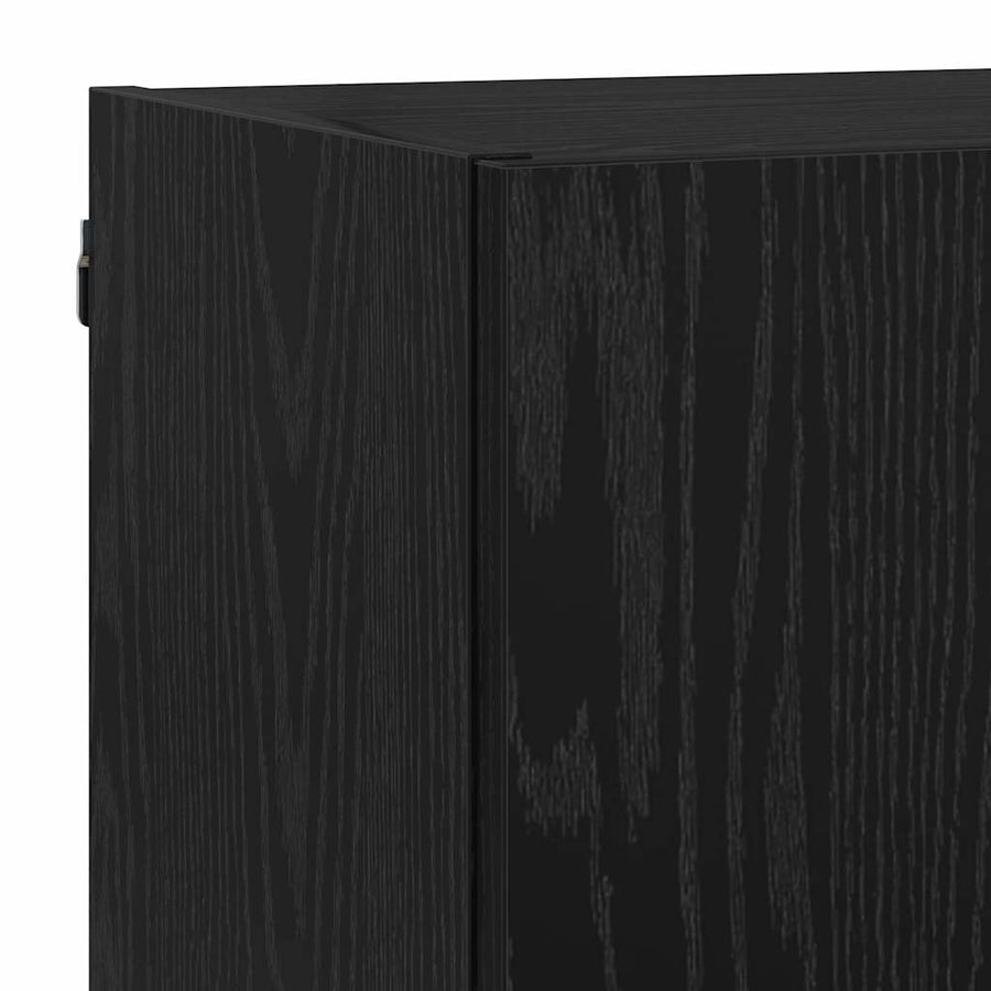 Tv Wand Eenheden Met Led 5 Pcs Zwart Eiken 40,5 X 30 X 90 Cm