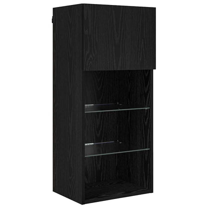Tv Wand Eenheden Met Led 5 Pcs Zwart Eiken 40,5 X 30 X 90 Cm