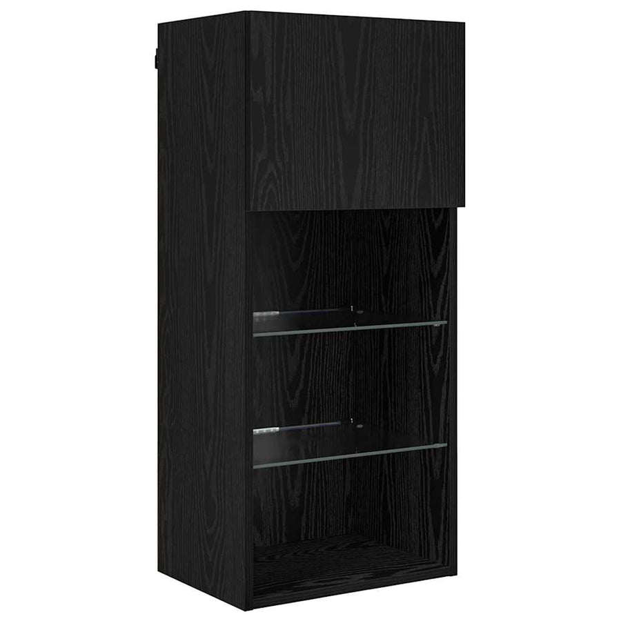 Tv Wand Eenheden Met Led 5 Pcs Zwart Eiken 40,5 X 30 X 90 Cm