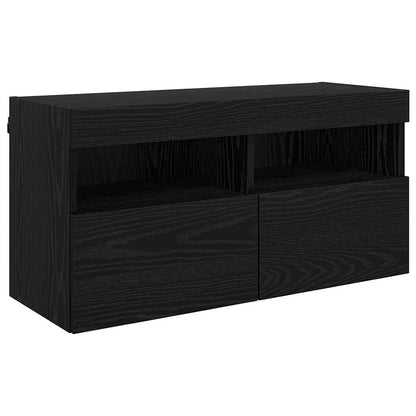 Tv Wand Eenheden Met Led 5 Pcs Zwart Eiken 40,5 X 30 X 90 Cm