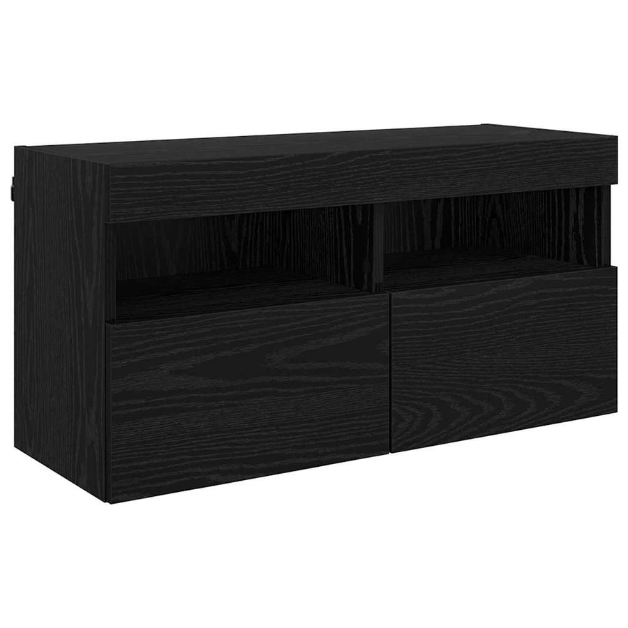 Tv Wand Eenheden Met Led 5 Pcs Zwart Eiken 40,5 X 30 X 90 Cm