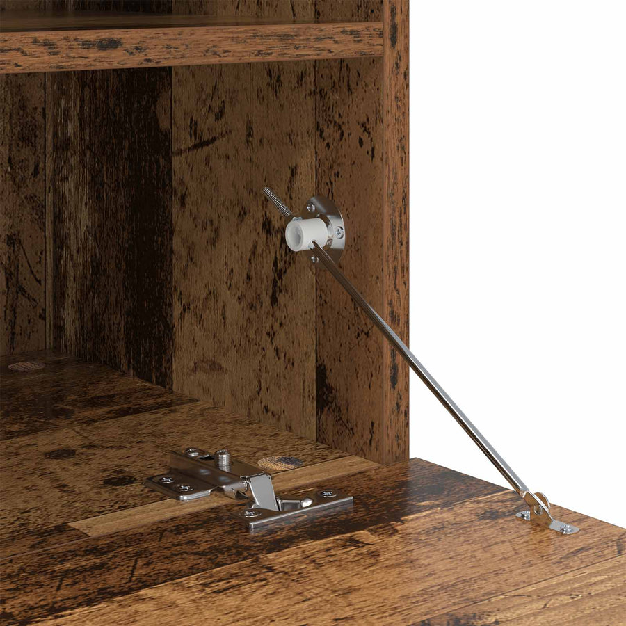 Tv-Kast Met Led-Striplichten 7 Pcs Oud Hout Bewerkt Hout