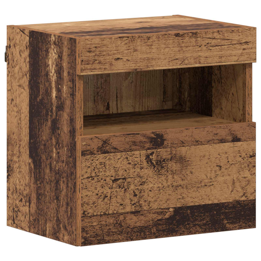 Tv-Kast Met Led-Striplichten 7 Pcs Oud Hout Bewerkt Hout