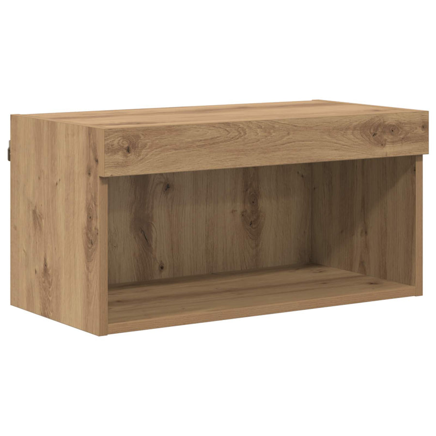 Tv-Kast Met Led-Striplichten 7 Pcs Artisan Eiken Bewerkt Hout