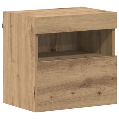 Tv-Kast Met Led-Striplichten 7 Pcs Artisan Eiken Bewerkt Hout