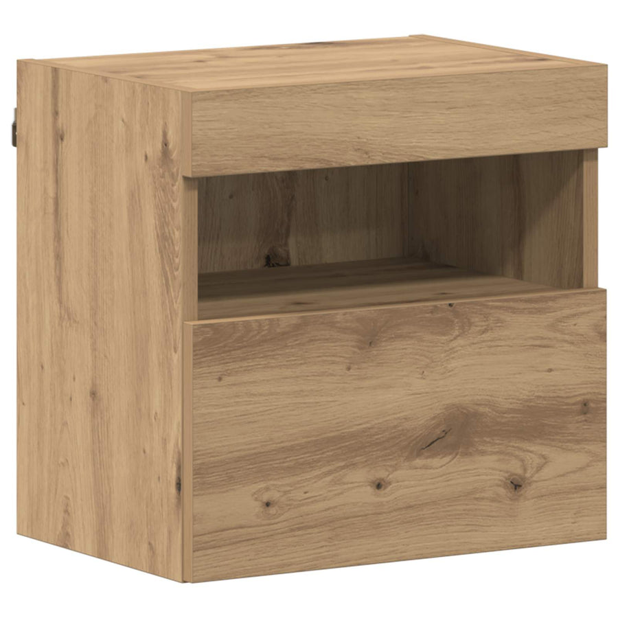 Tv-Kast Met Led-Striplichten 7 Pcs Artisan Eiken Bewerkt Hout