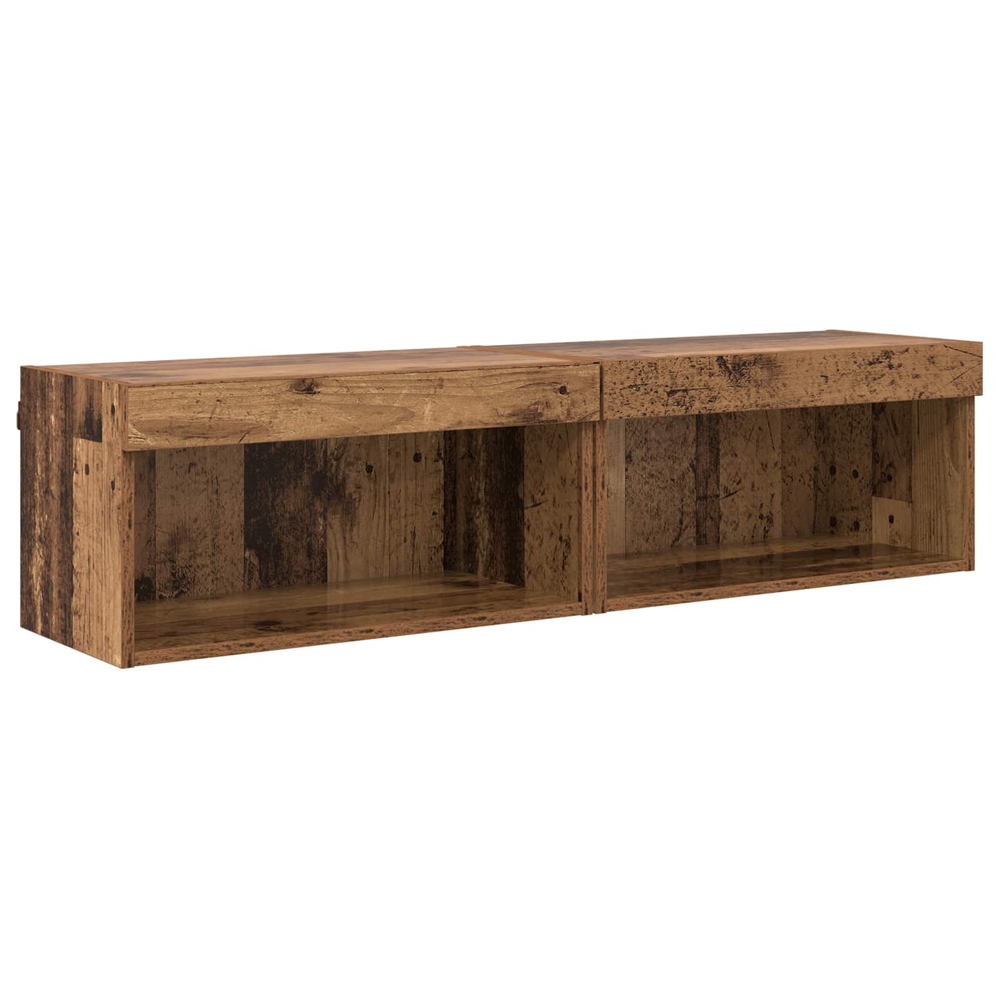 TV Wandkast Set met LED 6 pcs Oudhout Bewerkt hout