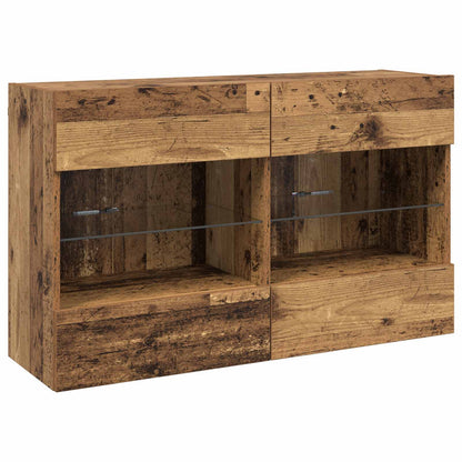 TV Wandkast Set met LED 6 pcs Oudhout Bewerkt hout