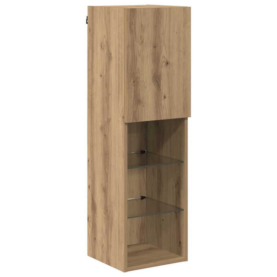 TV Wandkast Set met LED 6 pcs Artisan Eik Bewerkt hout