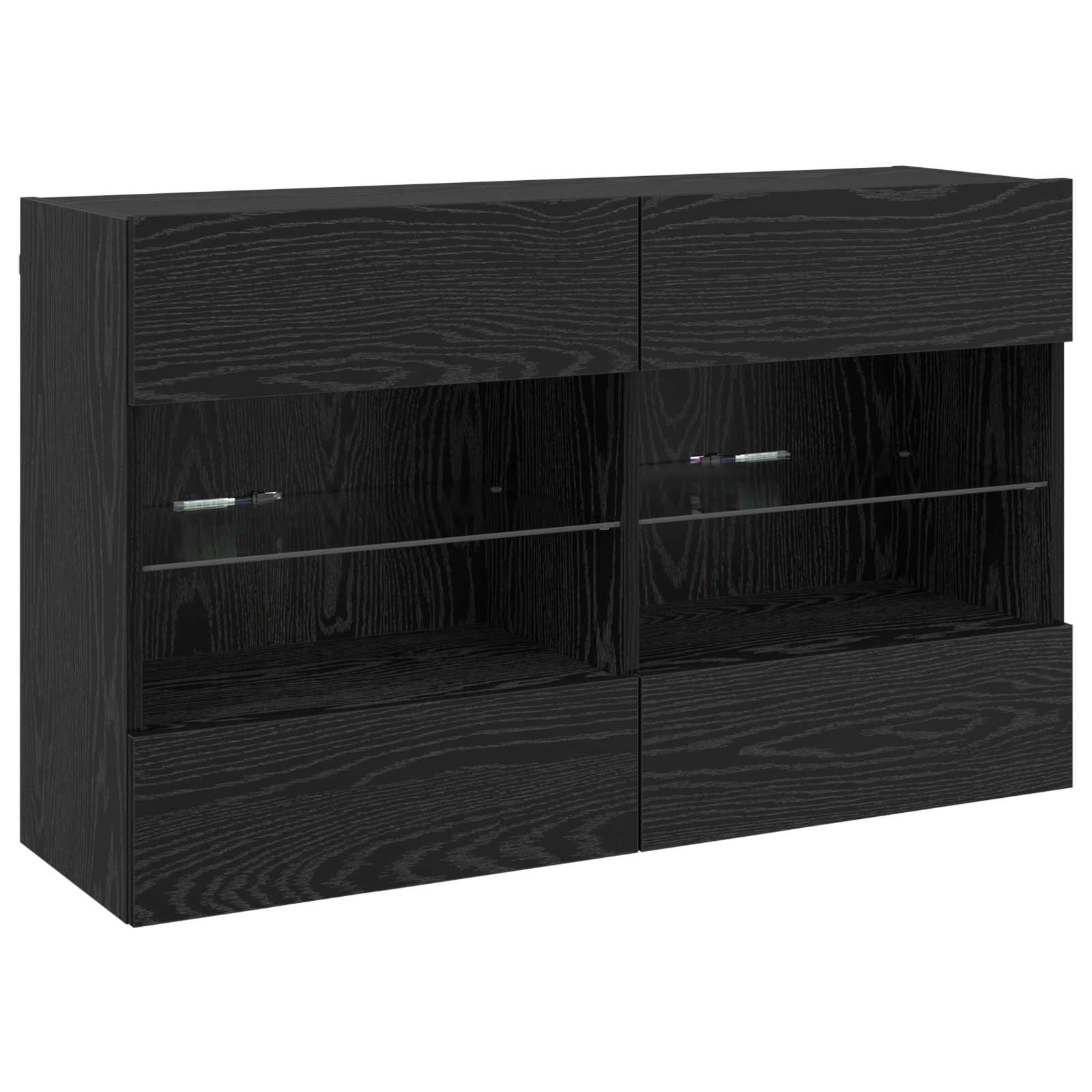 TV-wandkastenset met LED-verlichting 6-delig Zwart eiken Bewerkt hout