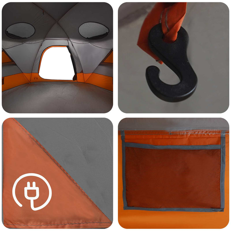 Koepeltent met Verwijderbare Regenkap Grijs en Oranje