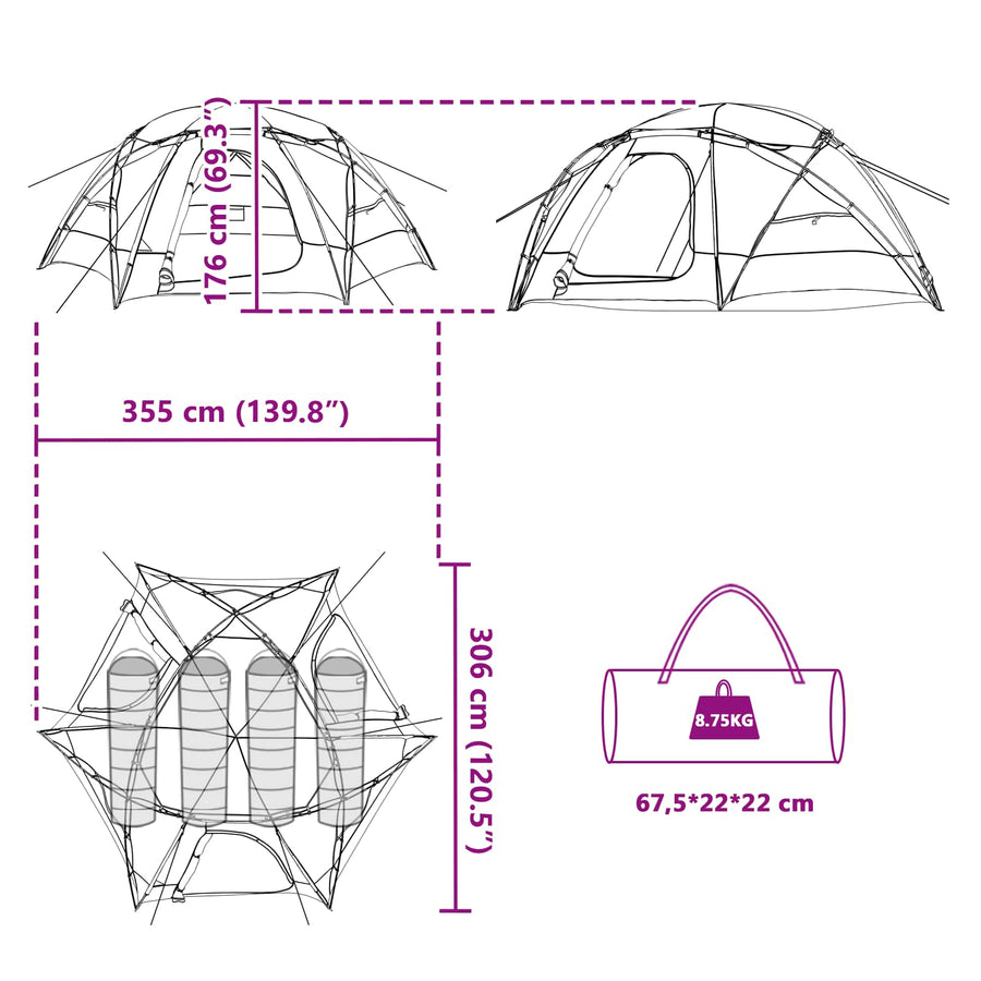 Koepeltent met Verwijderbare Regenkap Grijs en Oranje