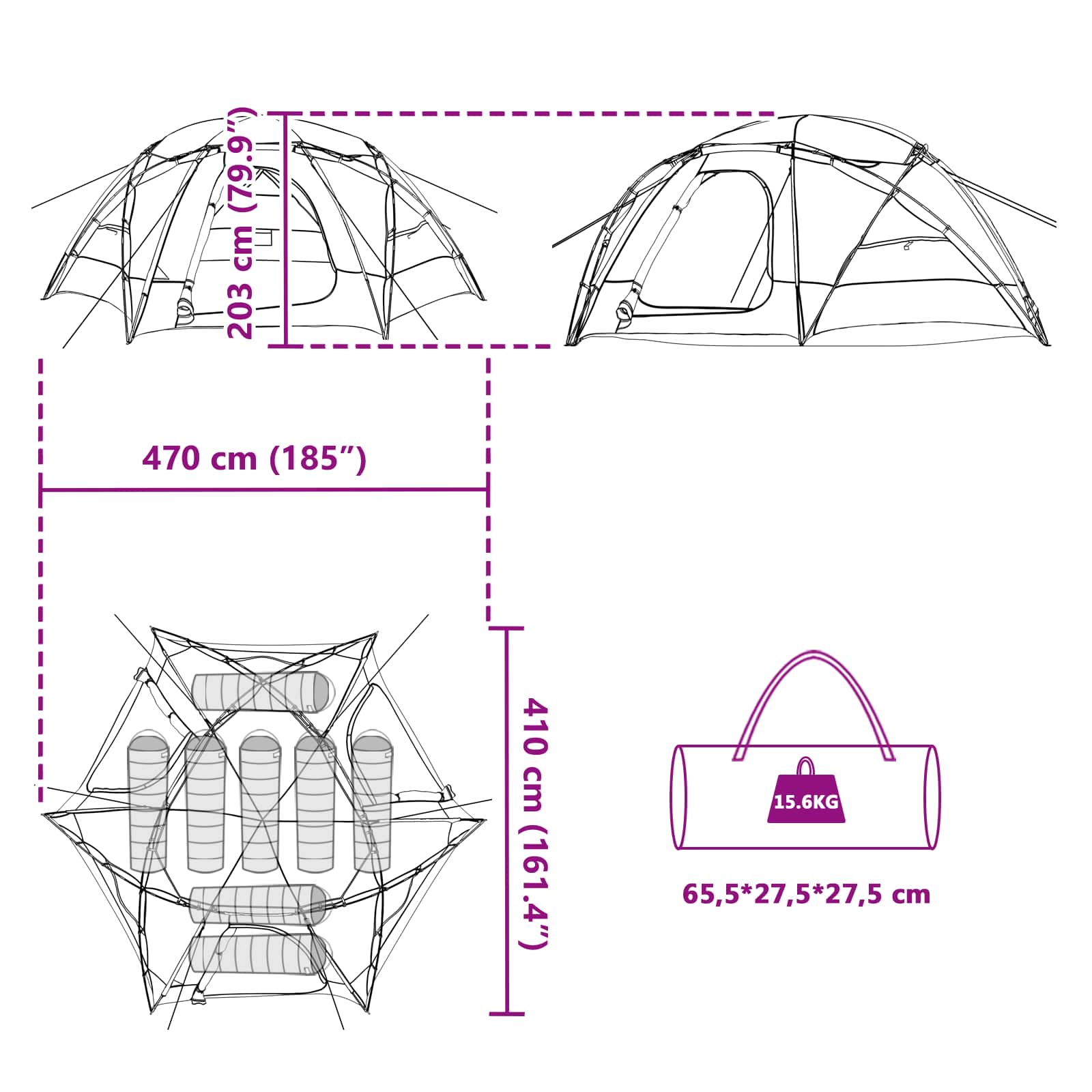 Koepeltent met Verwijderbare Regenkap Grijs en Oranje