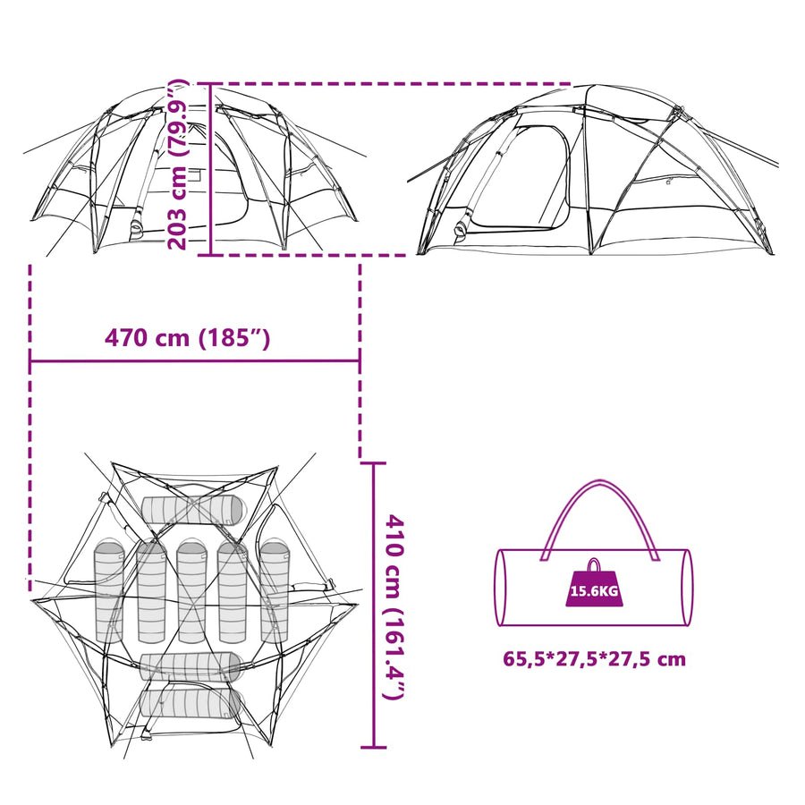 Koepeltent met Verwijderbare Regenkap Grijs en Oranje