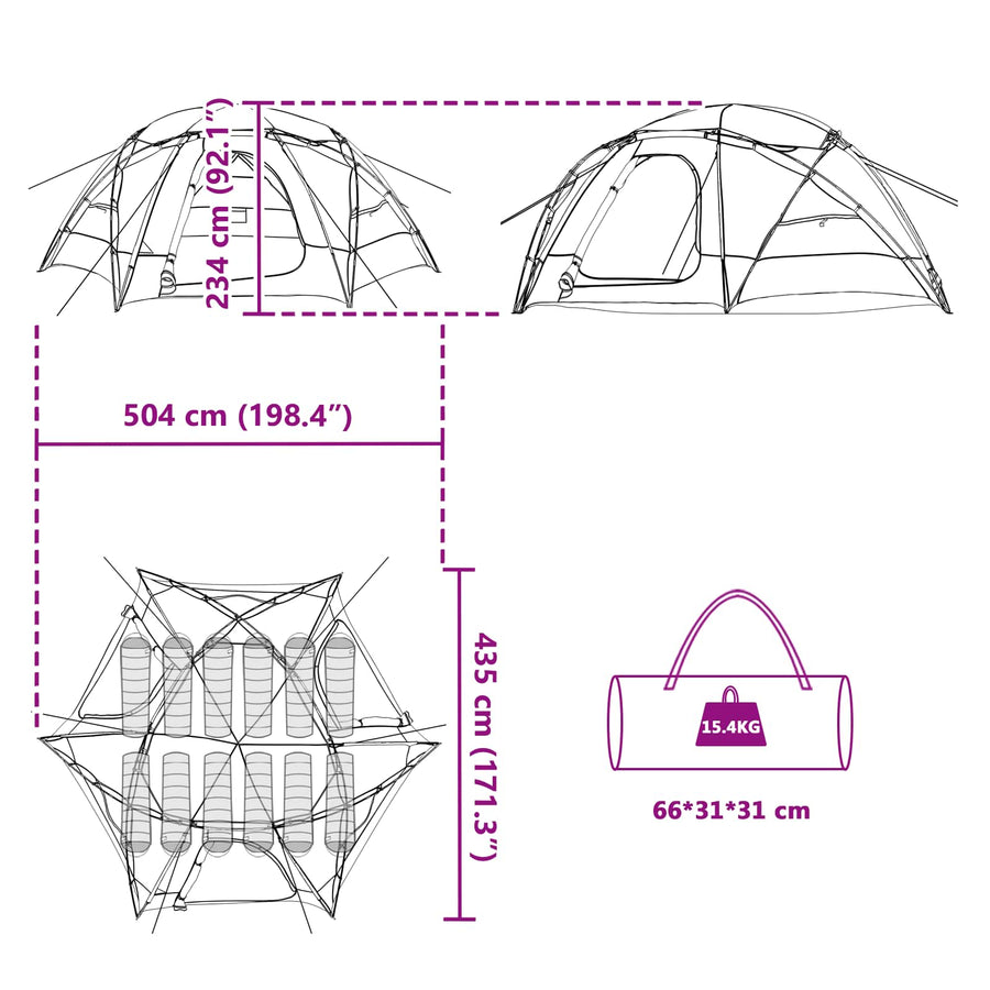 Koepeltent met Verwijderbare Regenkap Blauw 12-Persoons