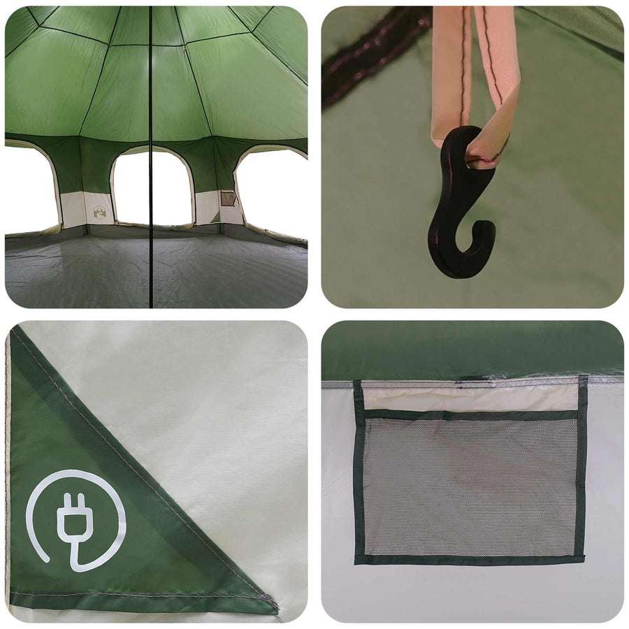 Gezinstent Groen 10-persoons 185T Polyester met PU Coating