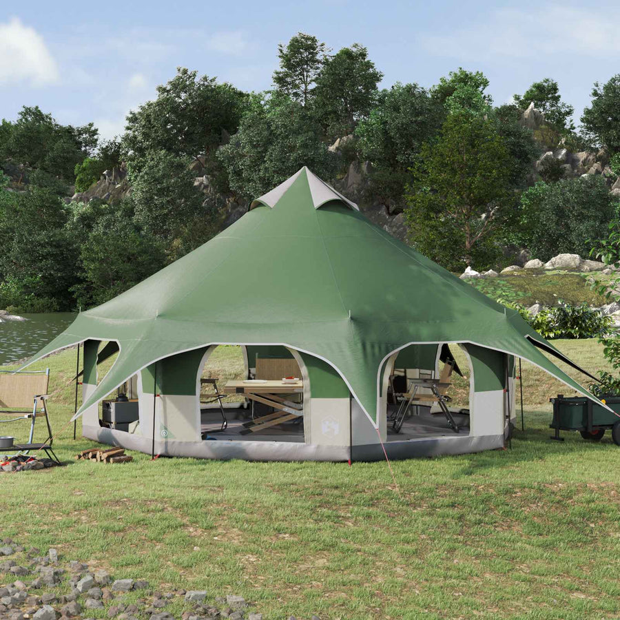 Gezinstent Groen 10-persoons 185T Polyester met PU Coating