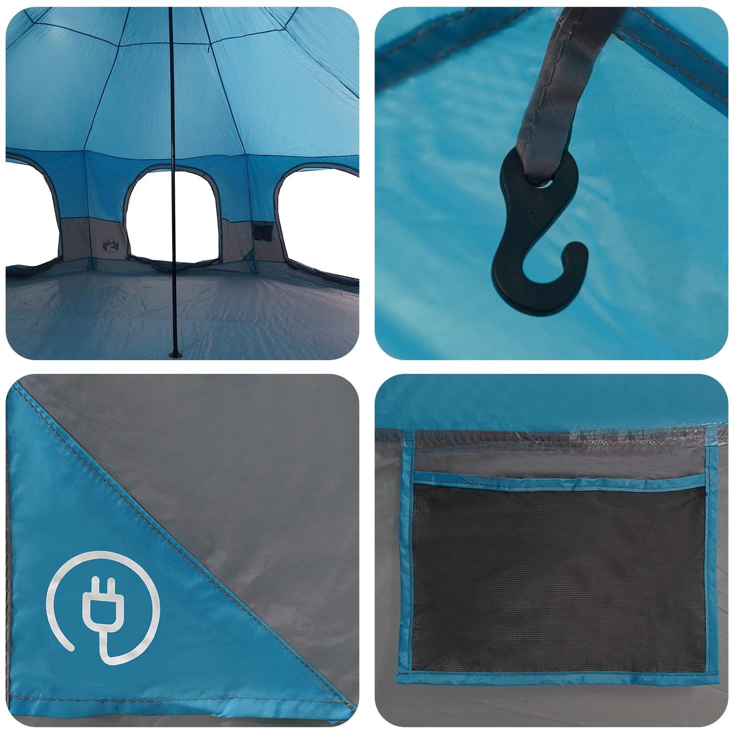 Gezinstent Blauw 10-persoons 185T Polyester met PU Coating