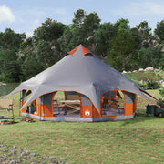 Gezinstent 10-persoons 455x455x286 cm grijs oranje