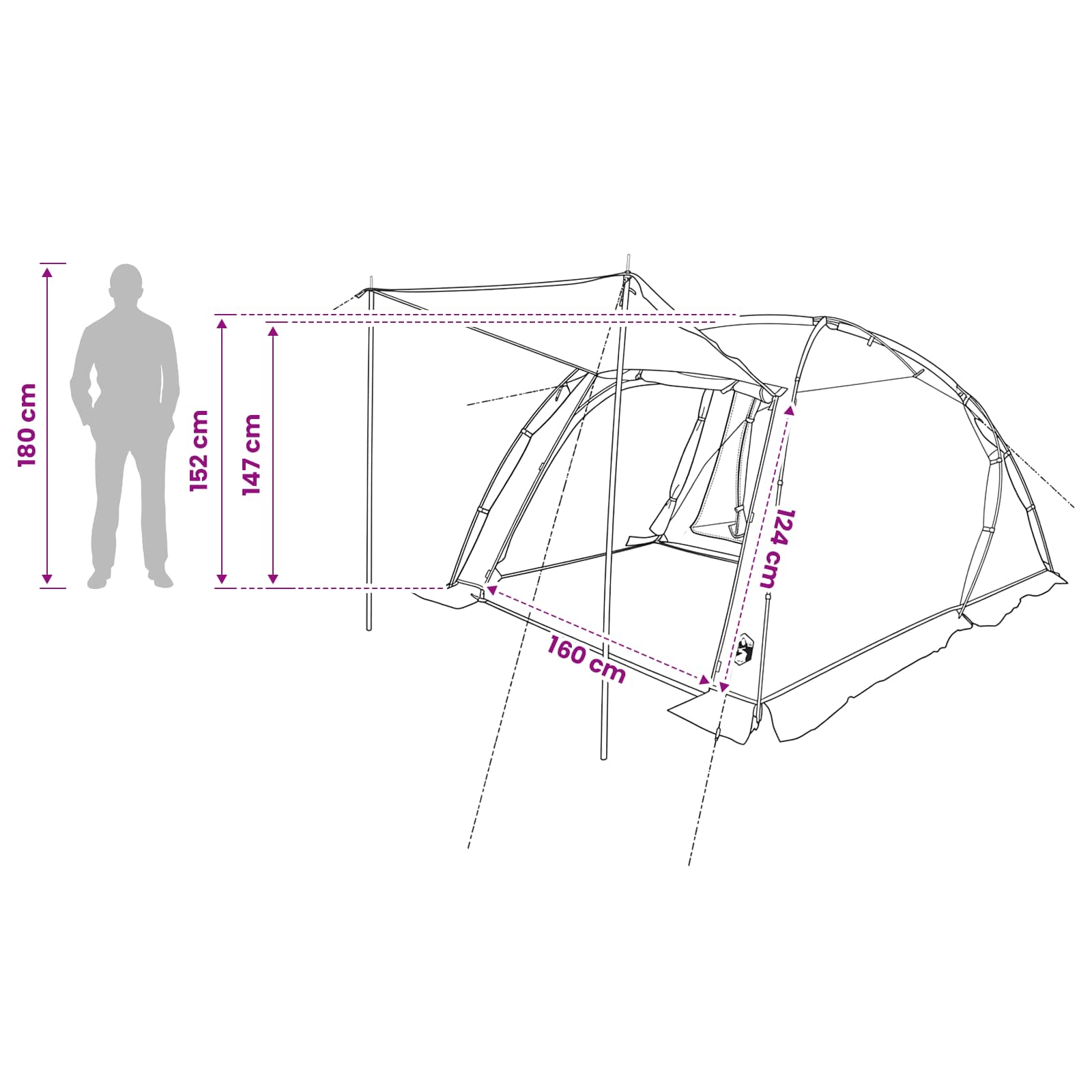 Tunneltent Blauw 361 x 235 x 147 cm
