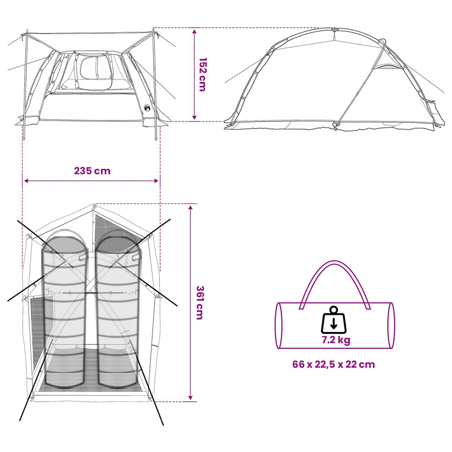 Tunneltent Blauw 361 x 235 x 147 cm