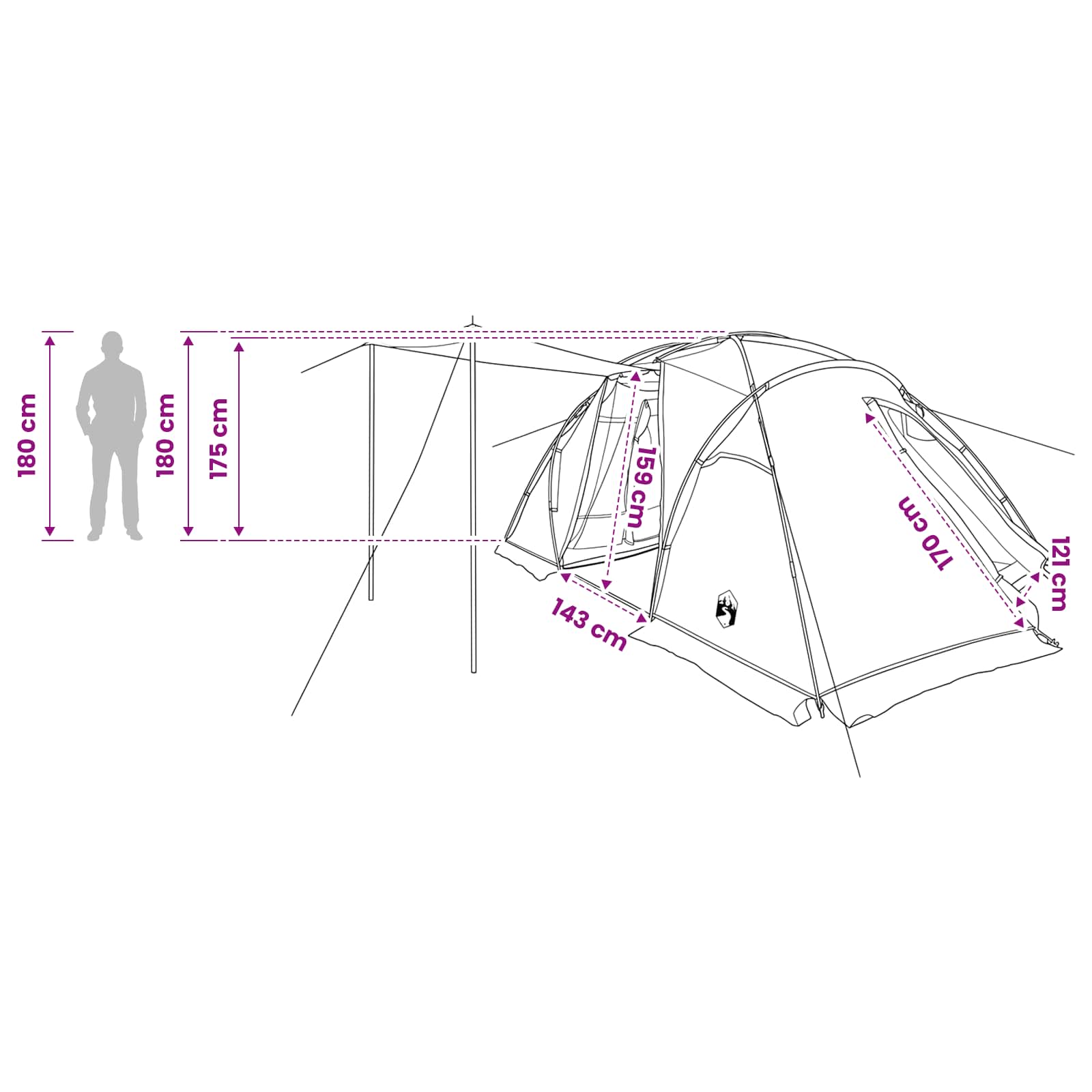 Tunneltent Grijs en Oranje 520 x 260 x 175 cm