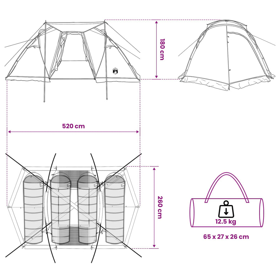 Tunneltent Grijs en Oranje 520 x 260 x 175 cm