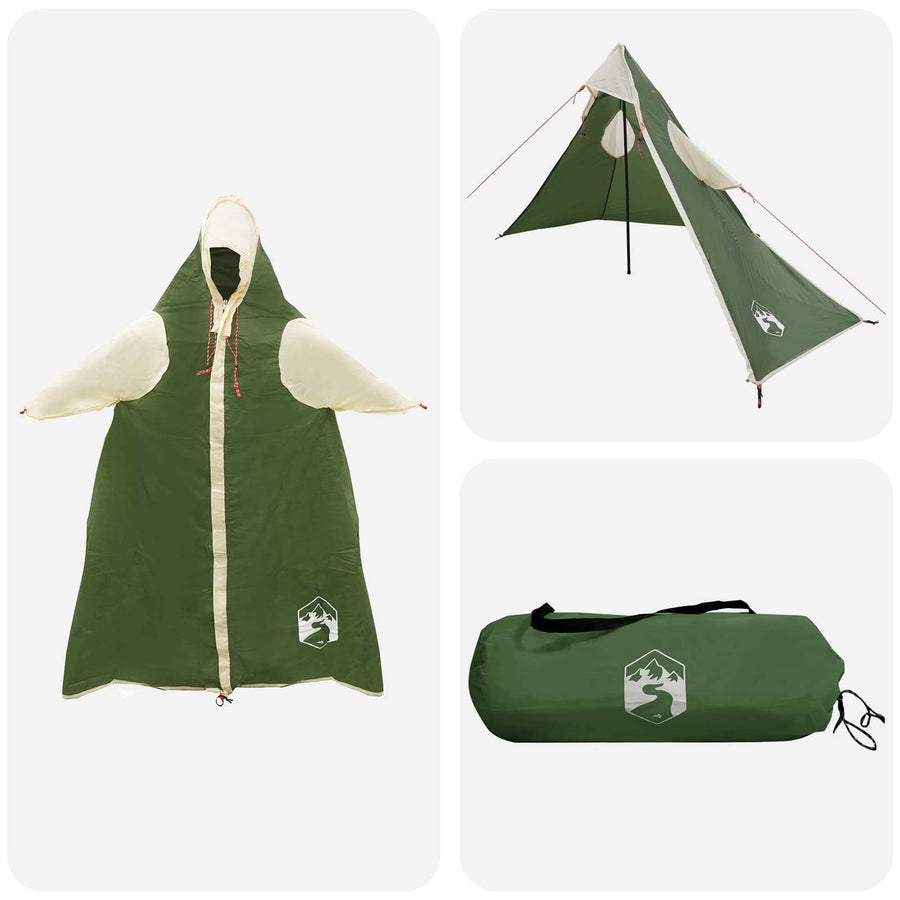 2-in-1 Regen Poncho met Kap Groen 262 x 126 x 130 cm
