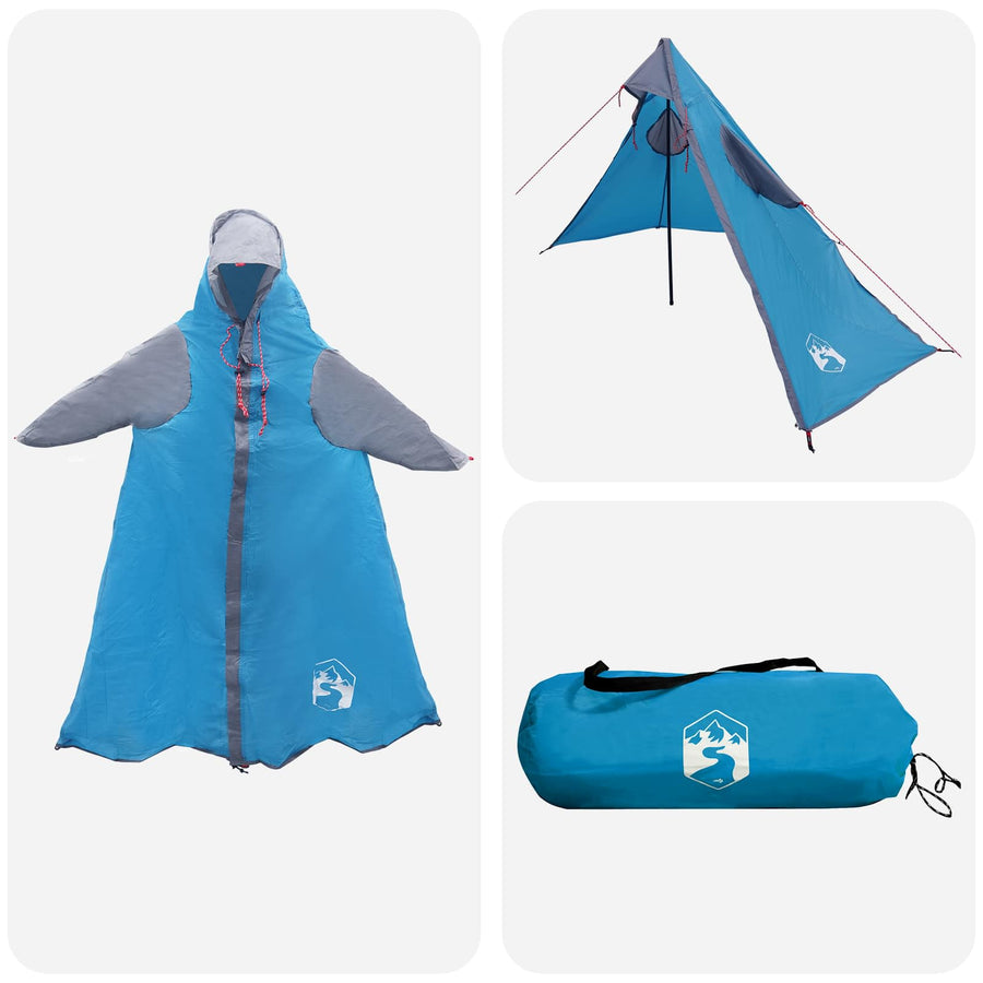 2-in-1 Regen Poncho met Kap Blauw 262 x 126 x 130 cm