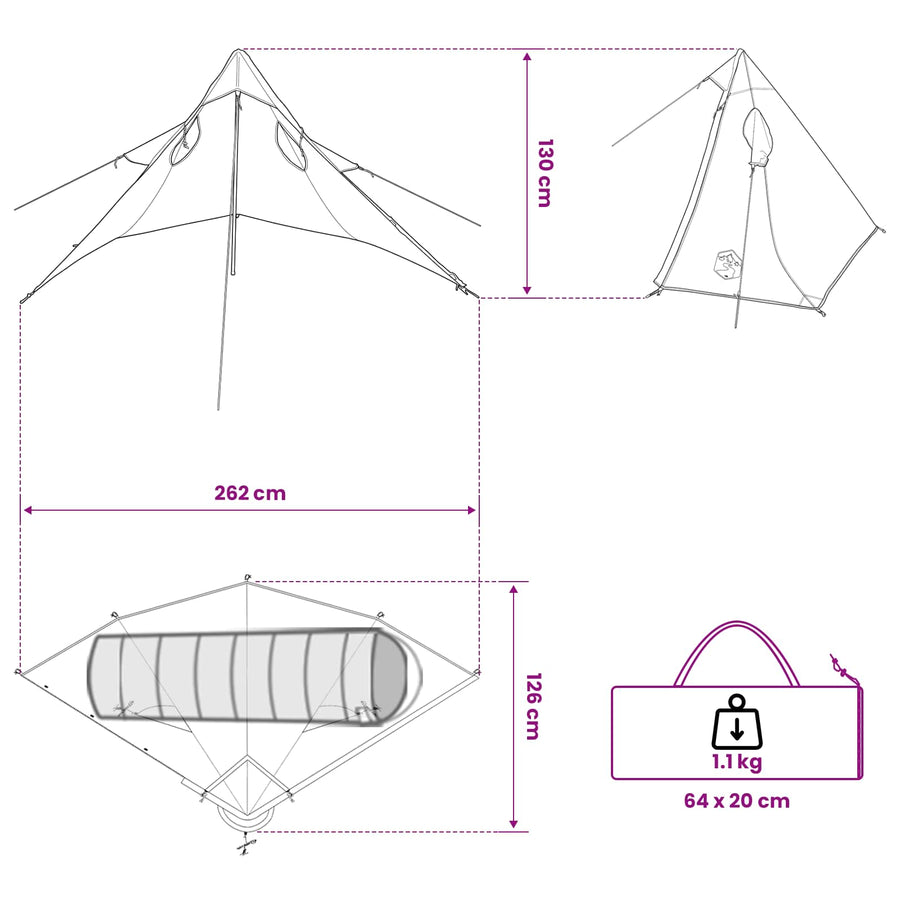 2-in-1 Regen Poncho met Kap Blauw 262 x 126 x 130 cm