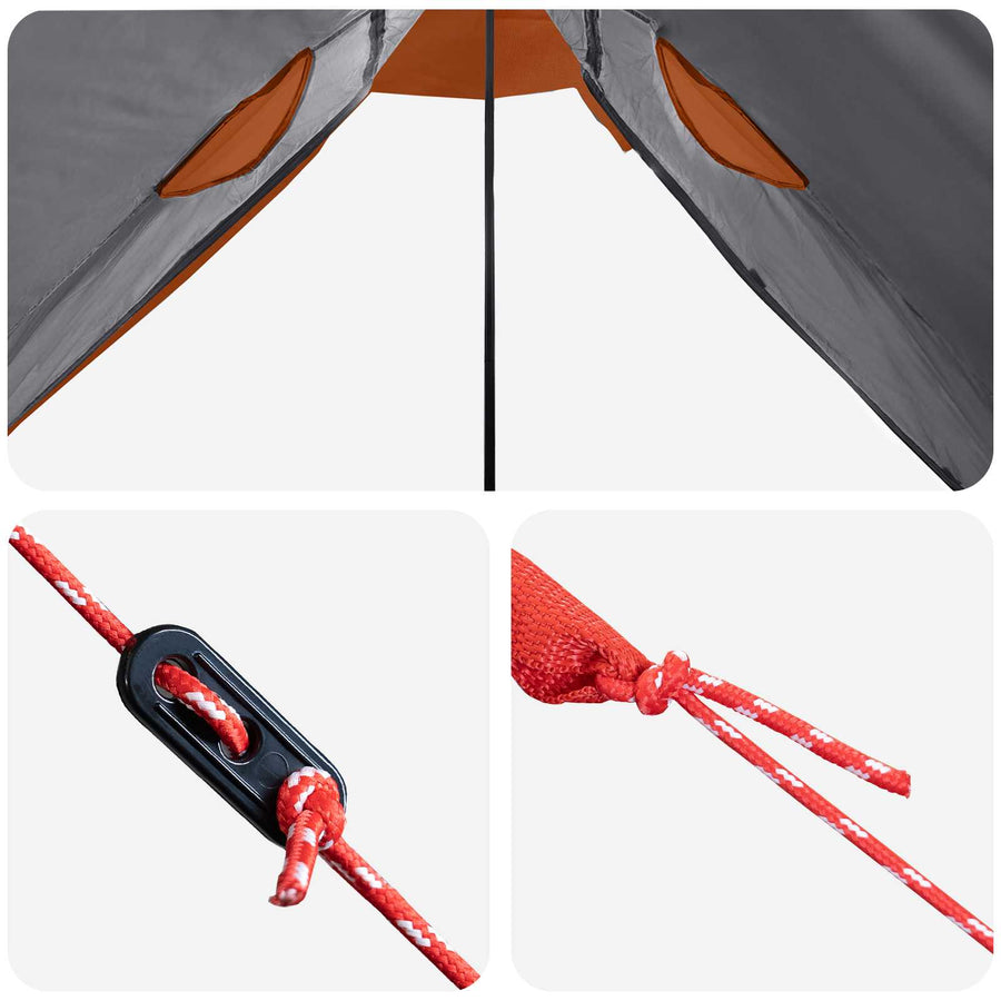 2-in-1 Regen Poncho met Kap Grijs en Oranje 262 x 126 x 130 cm