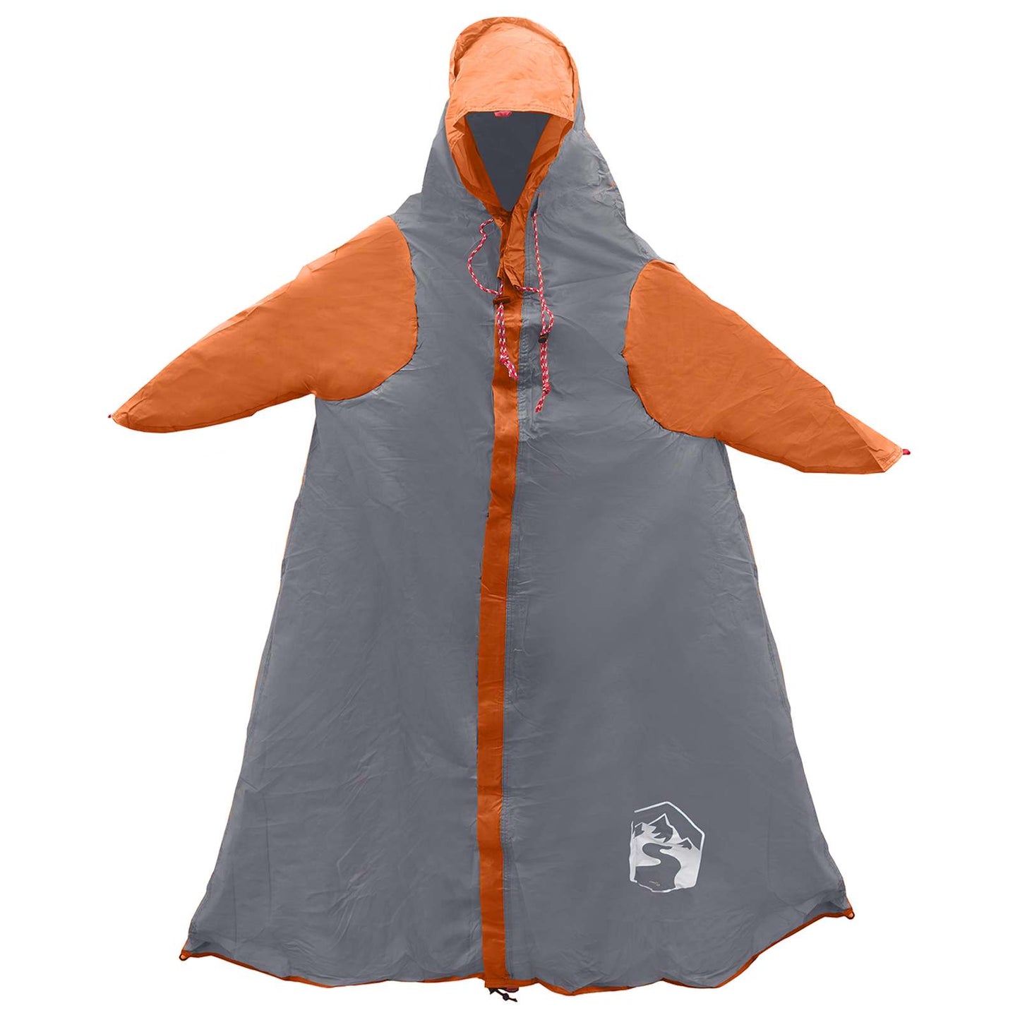 2-in-1 Regen Poncho met Kap Grijs en Oranje 262 x 126 x 130 cm