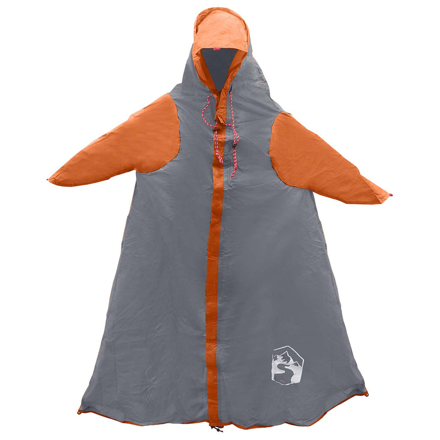 2-in-1 Regen Poncho met Kap Grijs en Oranje 262 x 126 x 130 cm