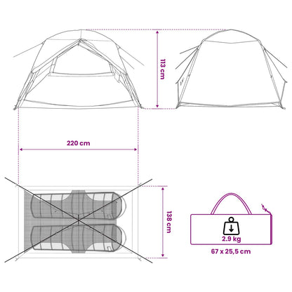 Backpacking Tent Groen 2-persoons 185T Polyester met PU Coating