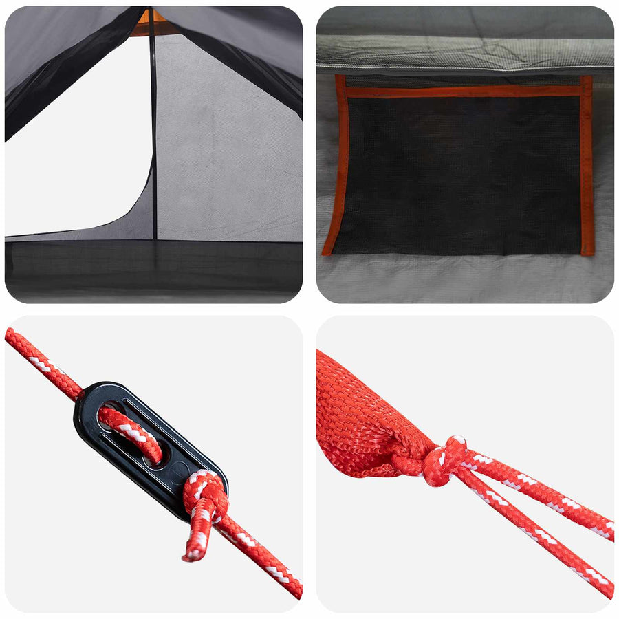 Backpacking Tent Grijs en Oranje 222 x 85 x 125 cm
