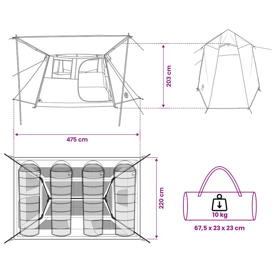 Tunneltent Groen 475 x 220 x 192 cm