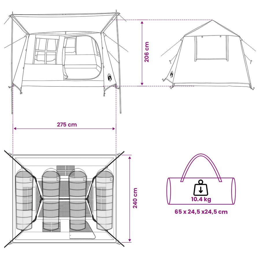 Tunneltent Blauw 275 x 240 x 200 cm