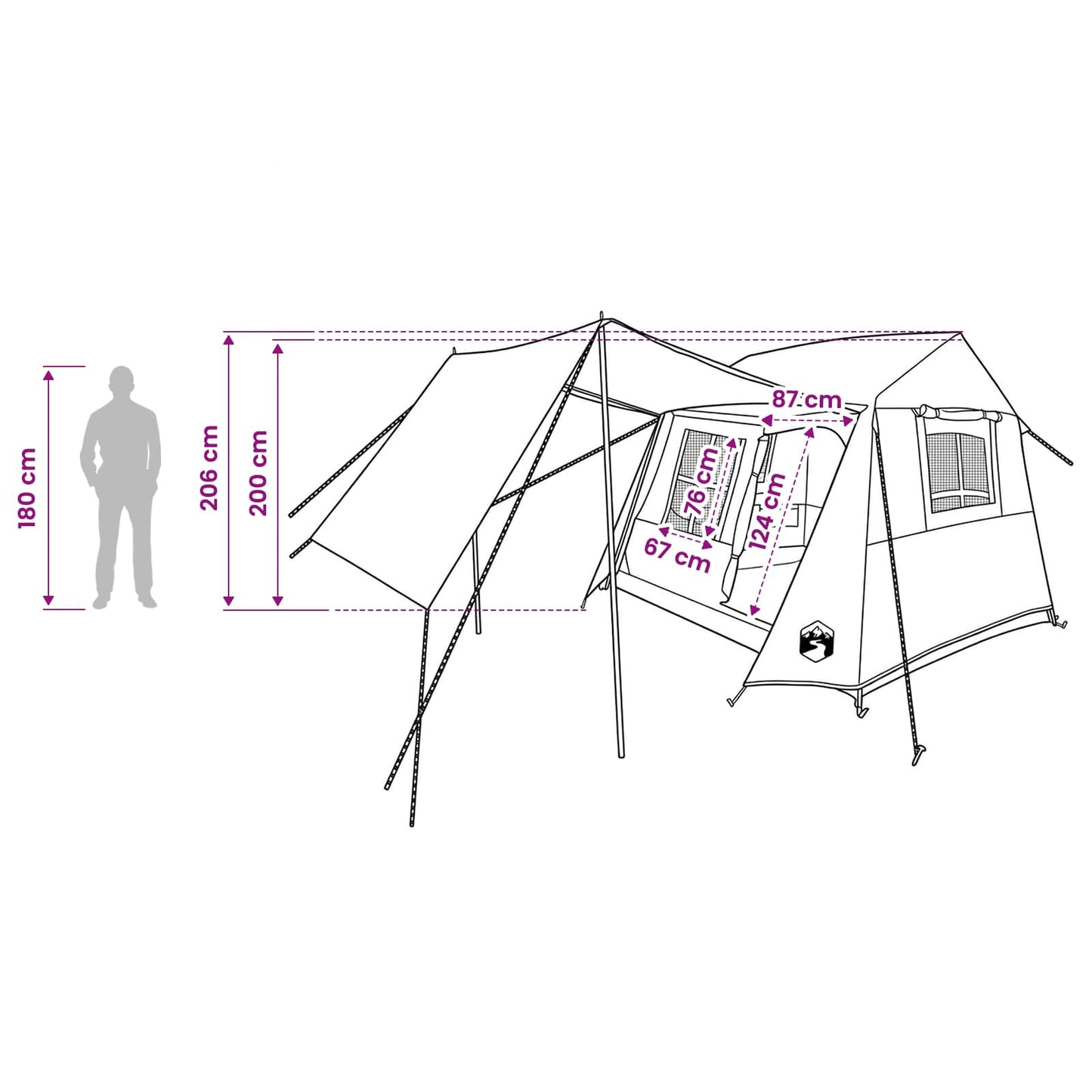 Tunneltent Grijs en Oranje 275 x 240 x 200 cm