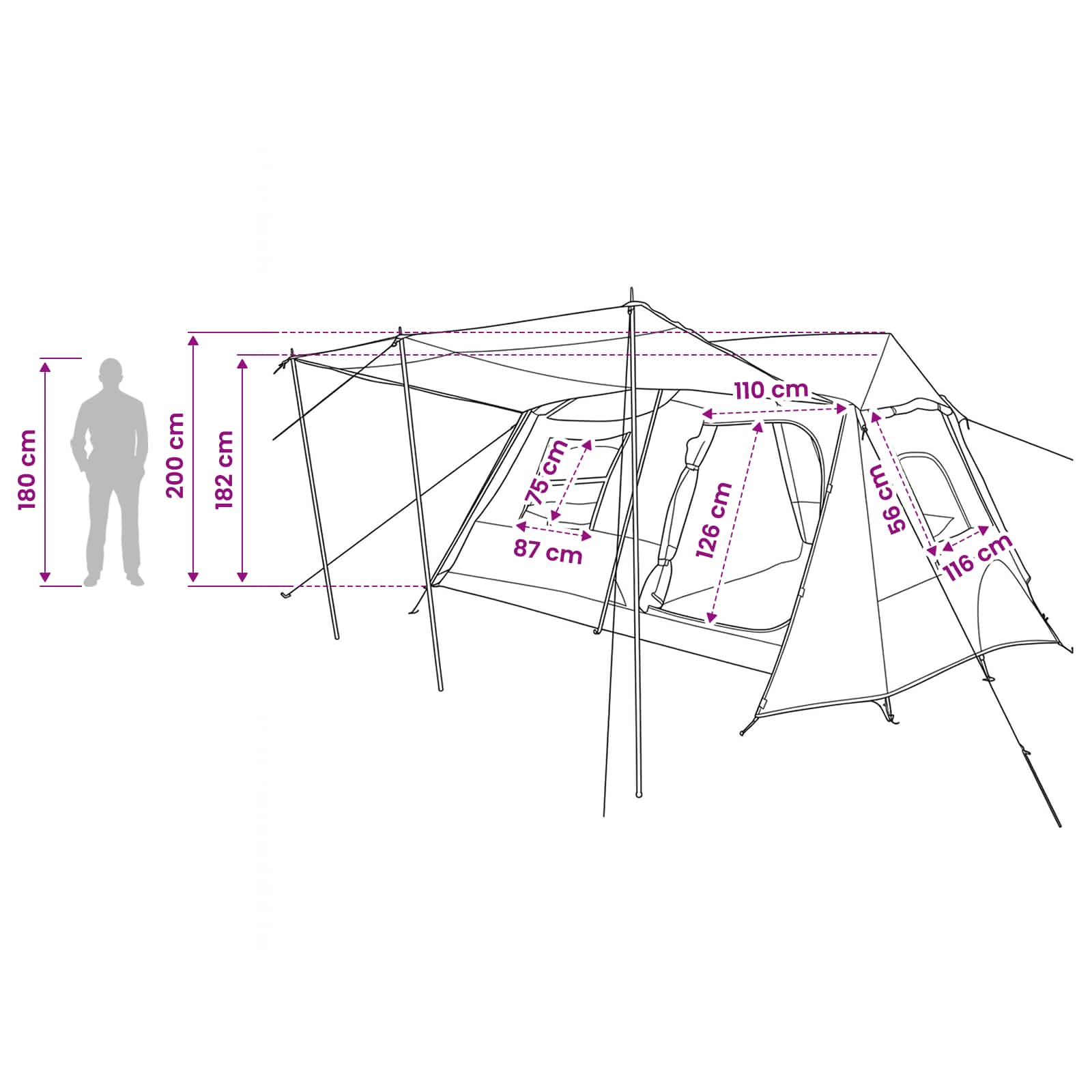 Tunneltent Groen 400 x 278 x 182 cm