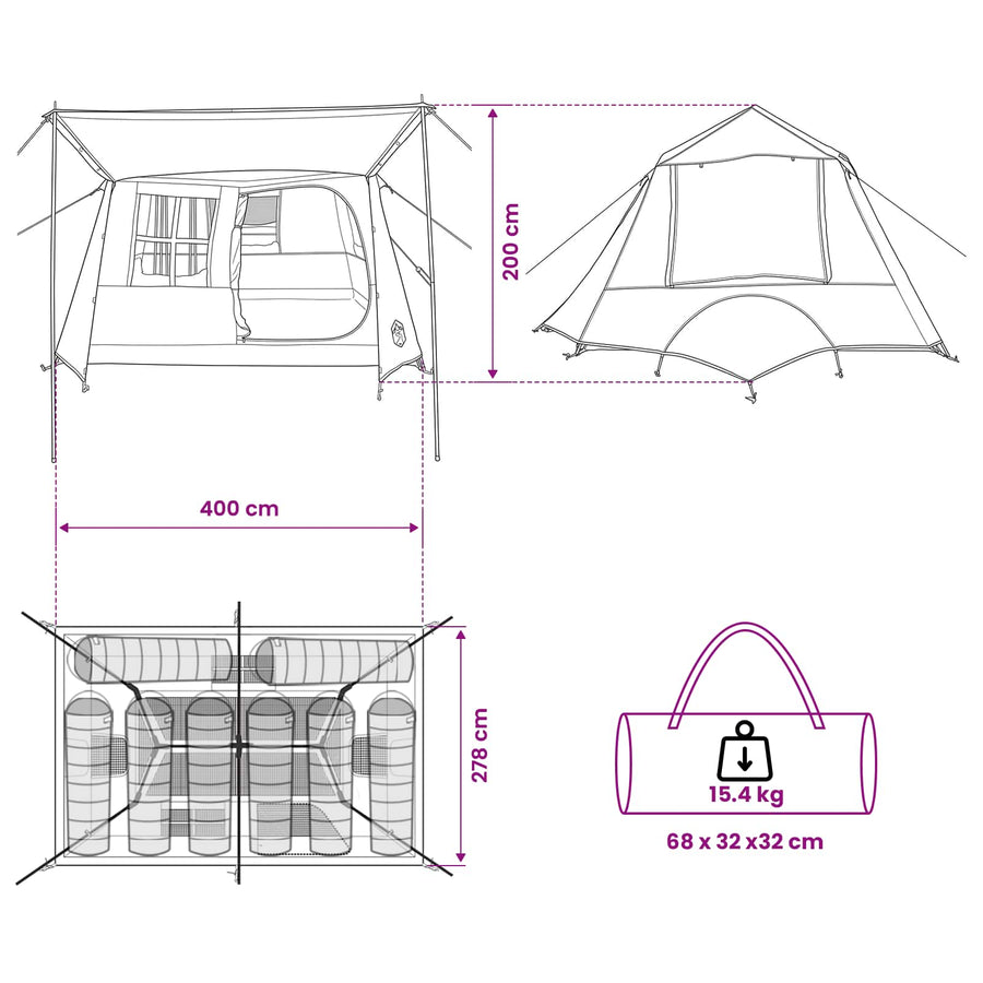 Tunneltent Groen 400 x 278 x 182 cm