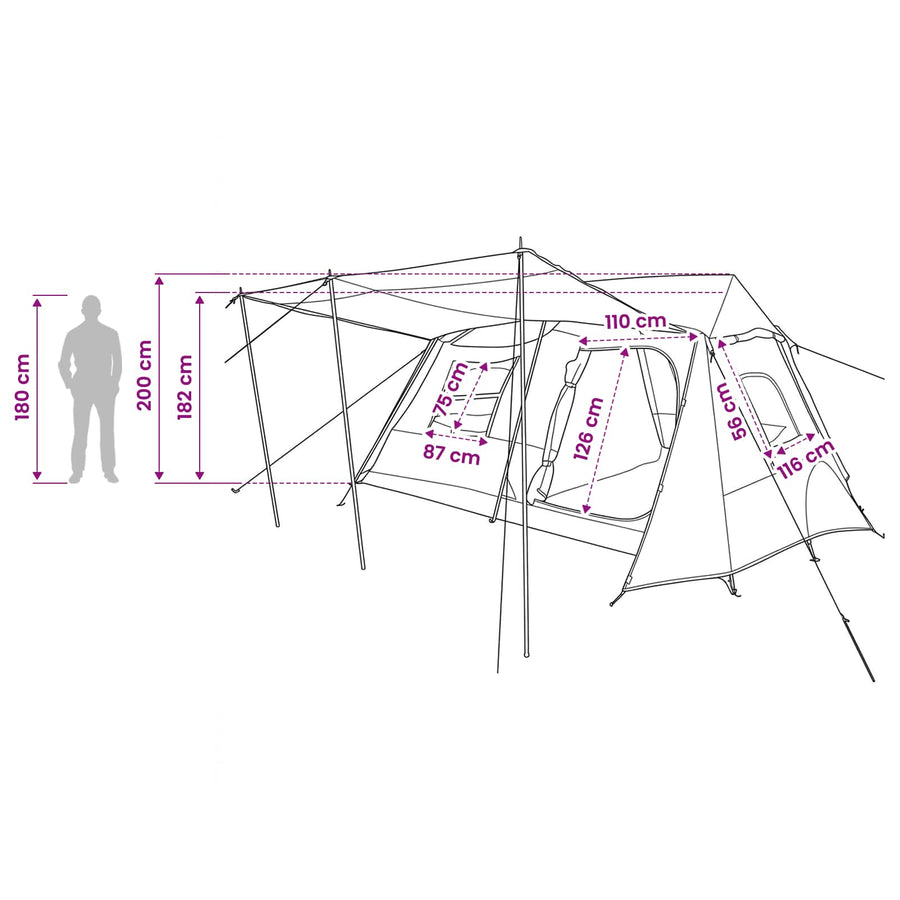 Tunneltent Grijs en Oranje 400 x 278 x 182 cm