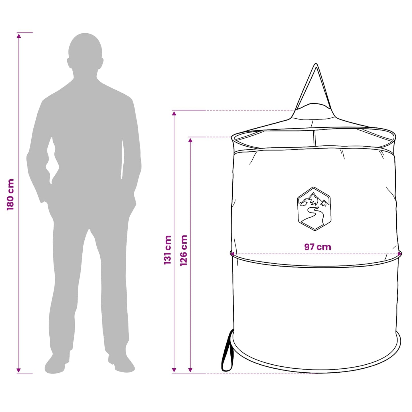 Pop-up Toilet Tent met Hangende Touw Blauw 97 x 126 cm