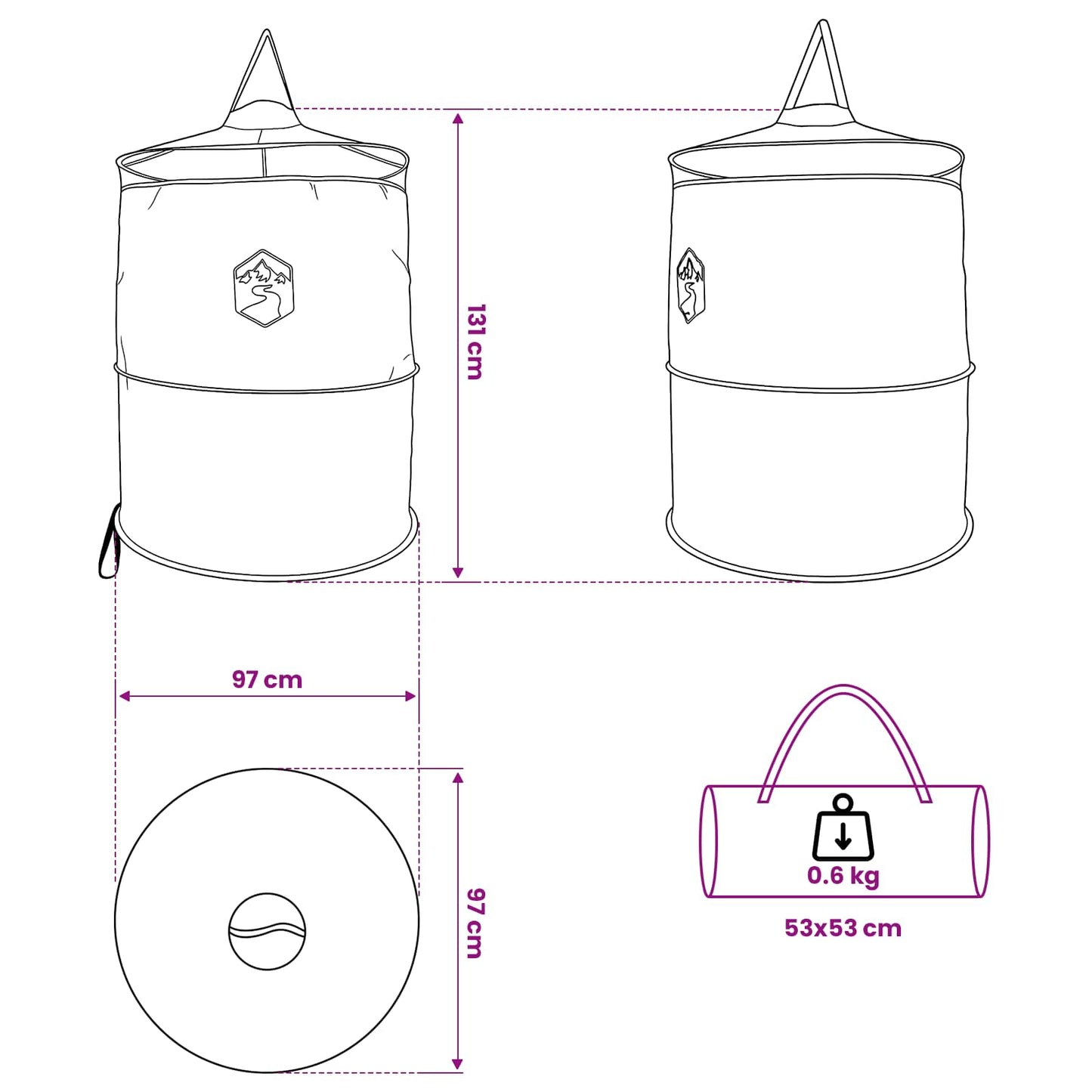 Pop-up Toilet Tent met Hangende Touw Blauw 97 x 126 cm