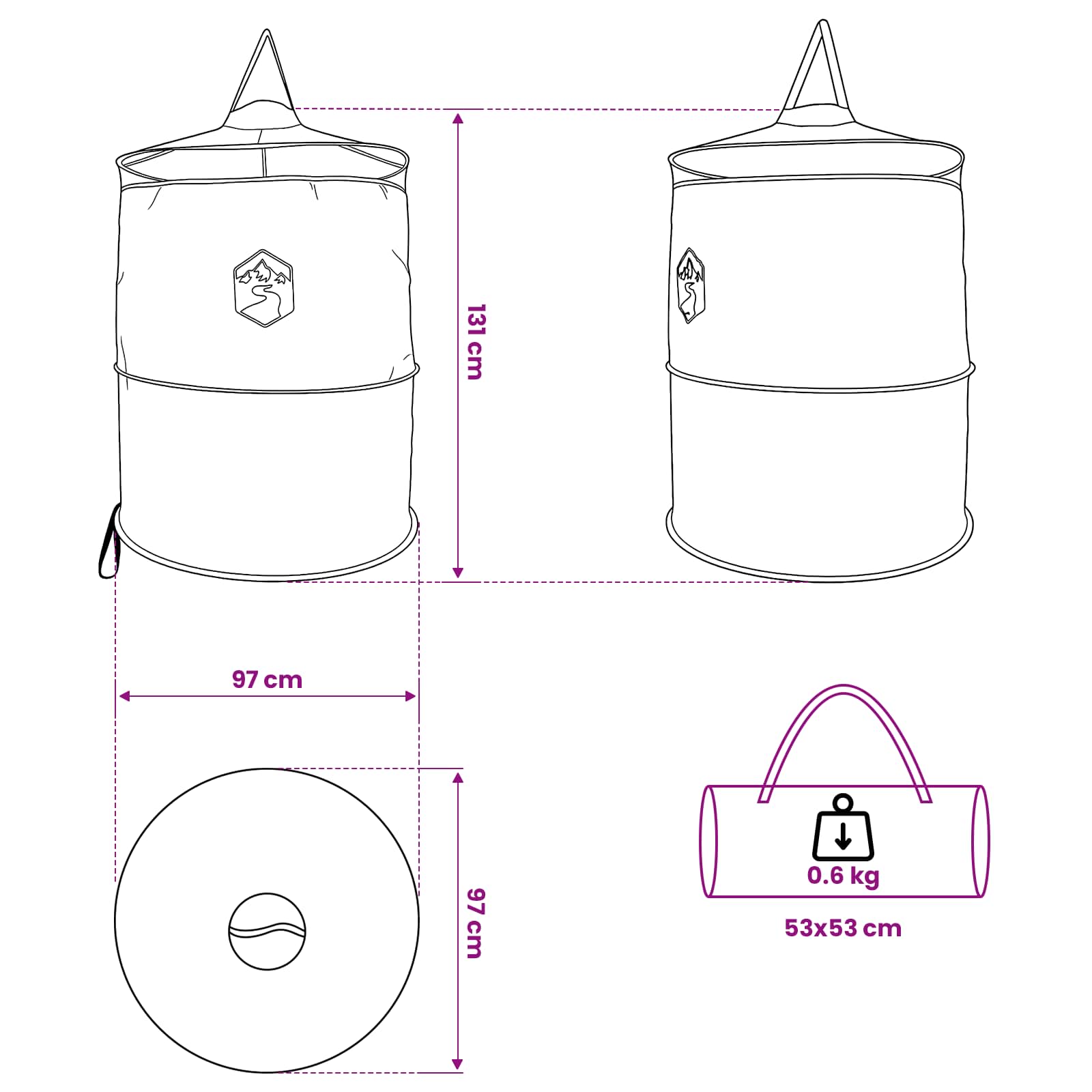 Pop-up Toilet Tent met Hangende Touw Blauw 97 x 126 cm