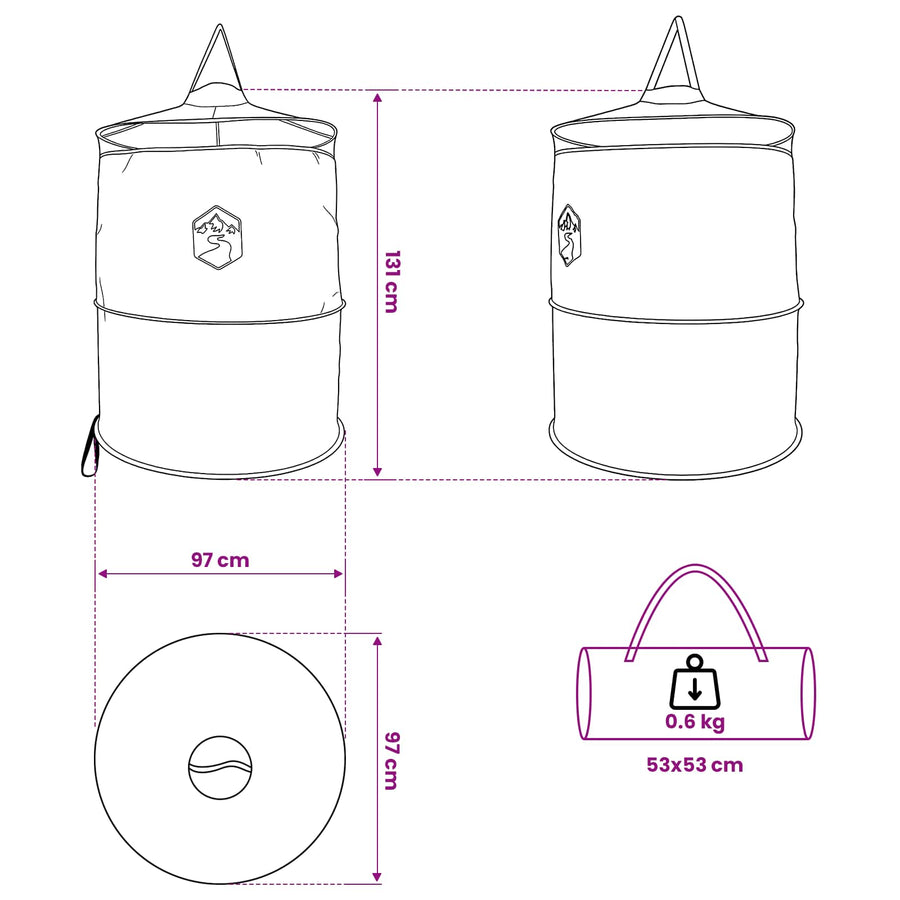 Pop-up Toilet Tent met Hangende Touw Blauw 97 x 126 cm